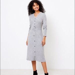 LOFT Knotted Button Midi Dress